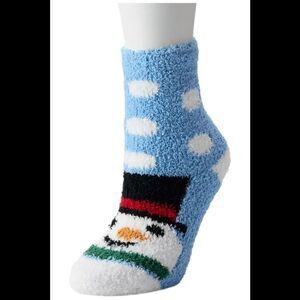 Shine Women's Snowman Cozy Slipper Socks Light Blue